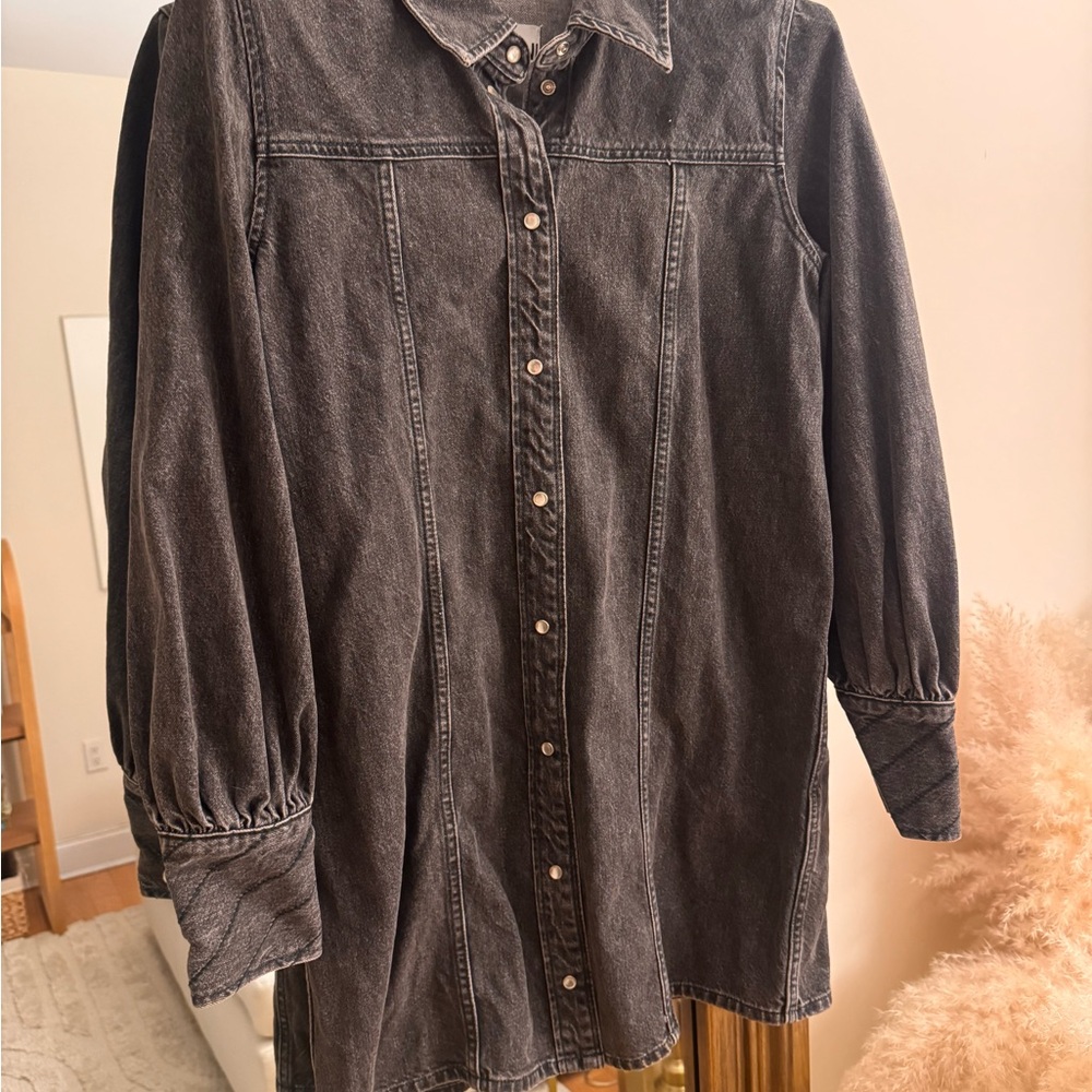 GANNI Denim Button-Up Shirtdress